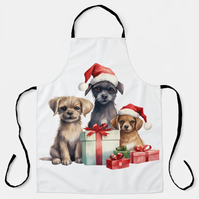 Watercolor Puppy with Gifts  Apron (Front)