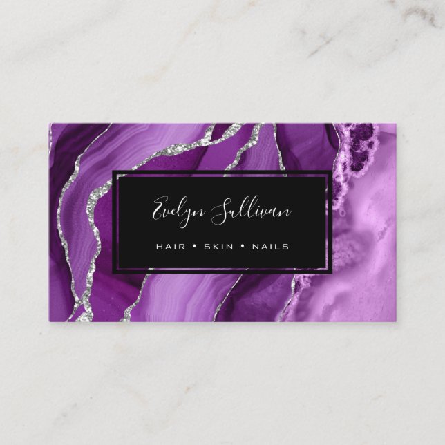 watercolor purple agate business card (Front)