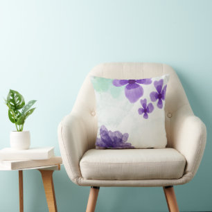 watercolor purple and green  cushion