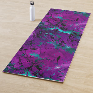 Watercolor Purple and Teal Marble Galaxy Yoga Mat