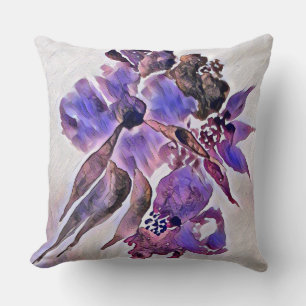 Watercolor Purple and Violet Floral Painting Cushion
