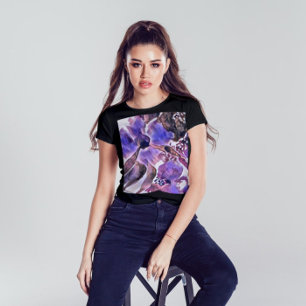 Watercolor Purple and Violet Floral Painting T-Shirt