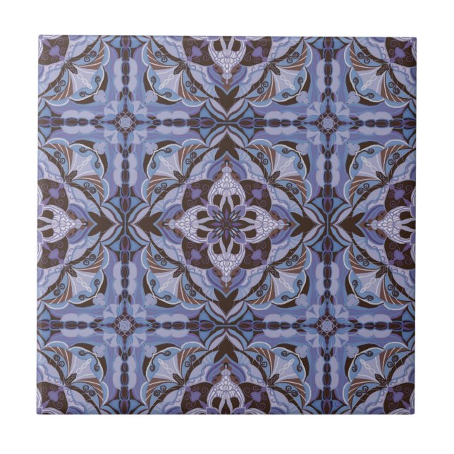 Watercolor Purple Azulejo Spanish Tile  (Front)