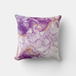 Watercolor Purple Background with Golden Foils  Cushion
