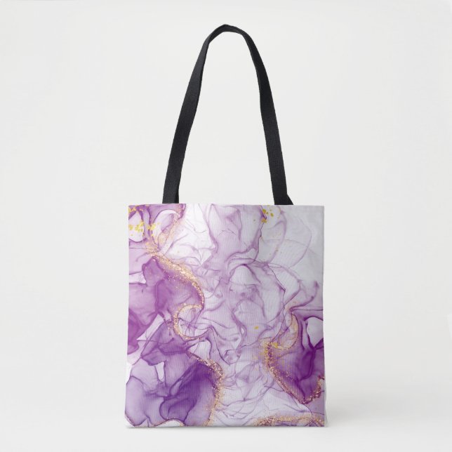 Watercolor Purple Background with Golden Foils  Tote Bag (Front)