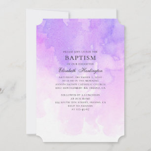 Watercolor purple baptism. Lavender simple modern Invitation