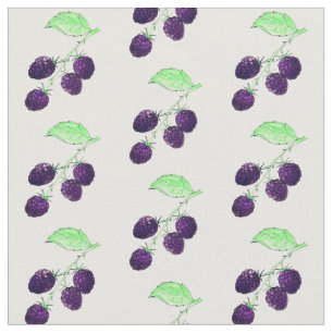 Watercolor Purple Blackberry Botanical Fabric