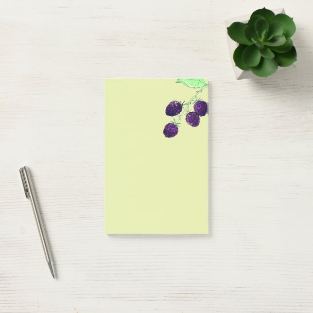 Watercolor Purple Blackberry Botanical Post-it Notes (Office)