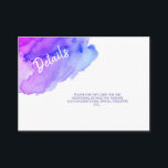 Watercolor Purple Blue Bat Bar Mitzvah Details Enclosure Card<br><div class="desc">Watercolor purple blue</div>