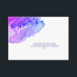 Watercolor Purple Blue Bat Bar Mitzvah Details Enclosure Card<br><div class="desc">Watercolor purple blue</div>
