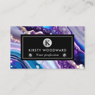 Watercolor Purple & Blue Glitter Agate Alcohol Ink Business Card