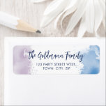 WATERCOLOR purple blue modern script Return Address Label<br><div class="desc">Setup as a template it is easy to customise with your own text - make it yours! - - - - - - - - - - - - - - - - - - - - - - Love the design but want to see it altered - different colour...</div>