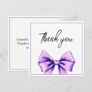 Watercolor Purple Bow Sweet 16 Birthday Thank You Card