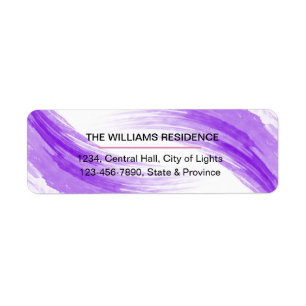 Watercolor Purple  Brush Painted Strokes Return Address Label