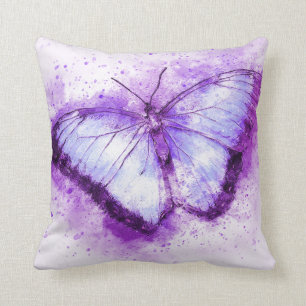 Watercolor Purple Butterfly Cushion
