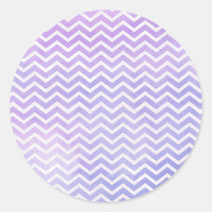 Watercolor Purple Chevron Background Classic Round Sticker