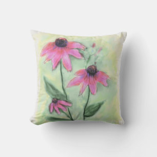 Watercolor Purple Cone Flower Outdoor Pillow