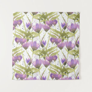 Watercolor Purple Daisies Garden Tapestry