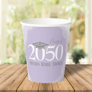 Watercolor Purple Elegant Graduation Party Paper Cups