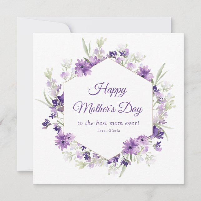 watercolor purple floral happy mother's day card (Front)