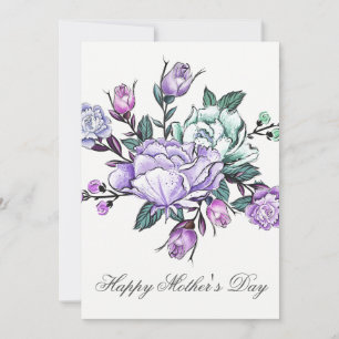 Watercolor Purple Floral Mothers Day Card