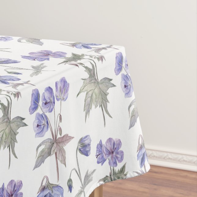 Watercolor Purple Floral Party Home Decorations Tablecloth (In Situ)