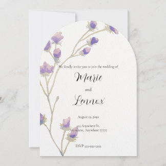 Watercolor Purple Floral Vine Wedding Invitation
