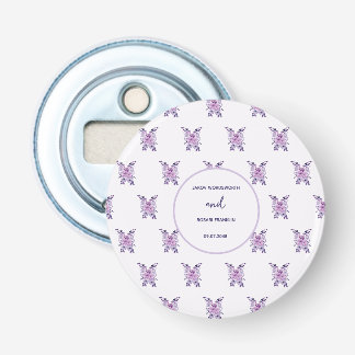 Watercolor purple flower bouquet bottle opener