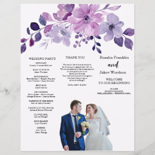 Watercolor purple flower bouquet flyer