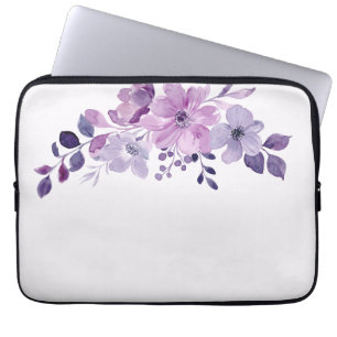 Watercolor purple flower bouquet  laptop sleeve