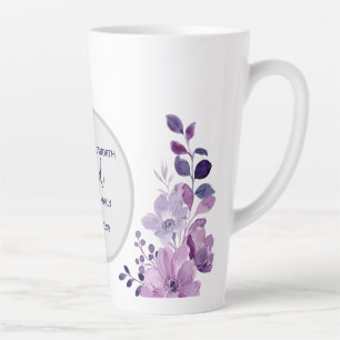 Watercolor purple flower bouquet latte mug
