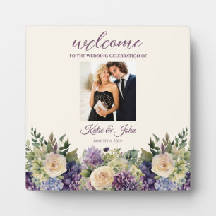 Watercolor Purple Flower Bouquet- Plaque