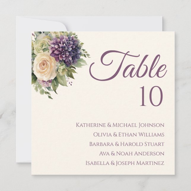 Watercolor Purple Flower Bouquet-Wedding- Invitation (Front)