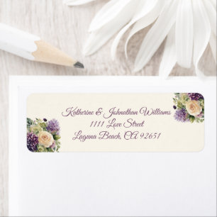 Watercolor Purple Flower Bouquet-Wedding- Return Address Label