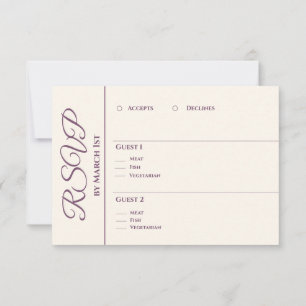 Watercolor Purple Flower Bouquet-Wedding- RSVP Card