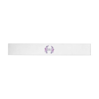 Watercolor purple flower bouquet wrap around label