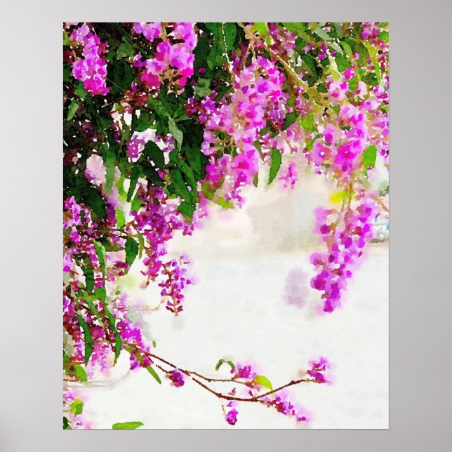 Watercolor Purple Flowering Vine Poster (8.5"x11") (Front)