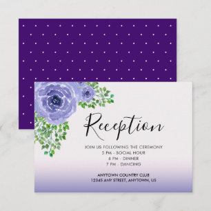 Watercolor Purple Flowers and Greenery Reception Invitation