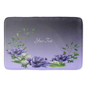Watercolor Purple Flowers Bath Mat