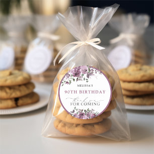 Watercolor Purple Flowers Birthday Classic Round Sticker