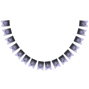 Watercolor Purple Flowers Bunting Flag