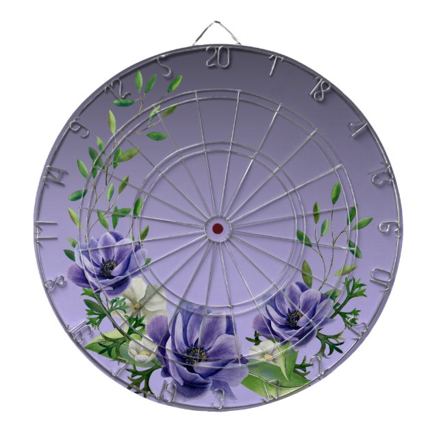 Watercolor Purple Flowers Dartboard (Front)