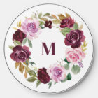 Watercolor Purple Flowers Greenery Wreath Monogram
