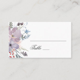 Watercolor purple flowers. Lavender floral wedding Place Card