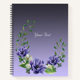 Watercolor Purple Flowers Notebook
