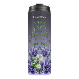 Watercolor Purple Flowers Thermal Tumbler