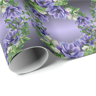 Watercolor Purple Flowers Wrapping Paper
