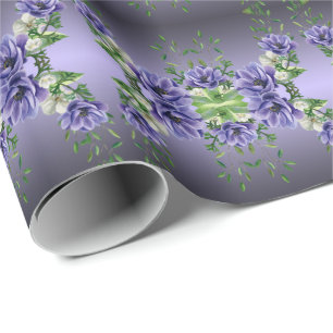 Watercolor Purple Flowers Wrapping Paper