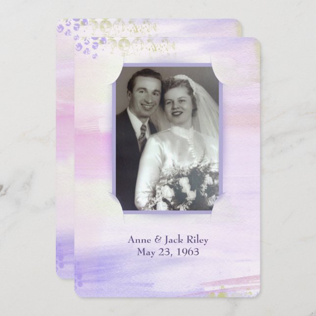watercolor purple frame for wedding vow renewal invitation (Front/Back)
