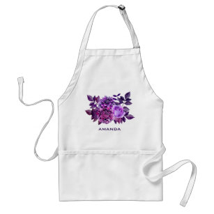 Watercolor purple garden flowers. Violet floral Standard Apron